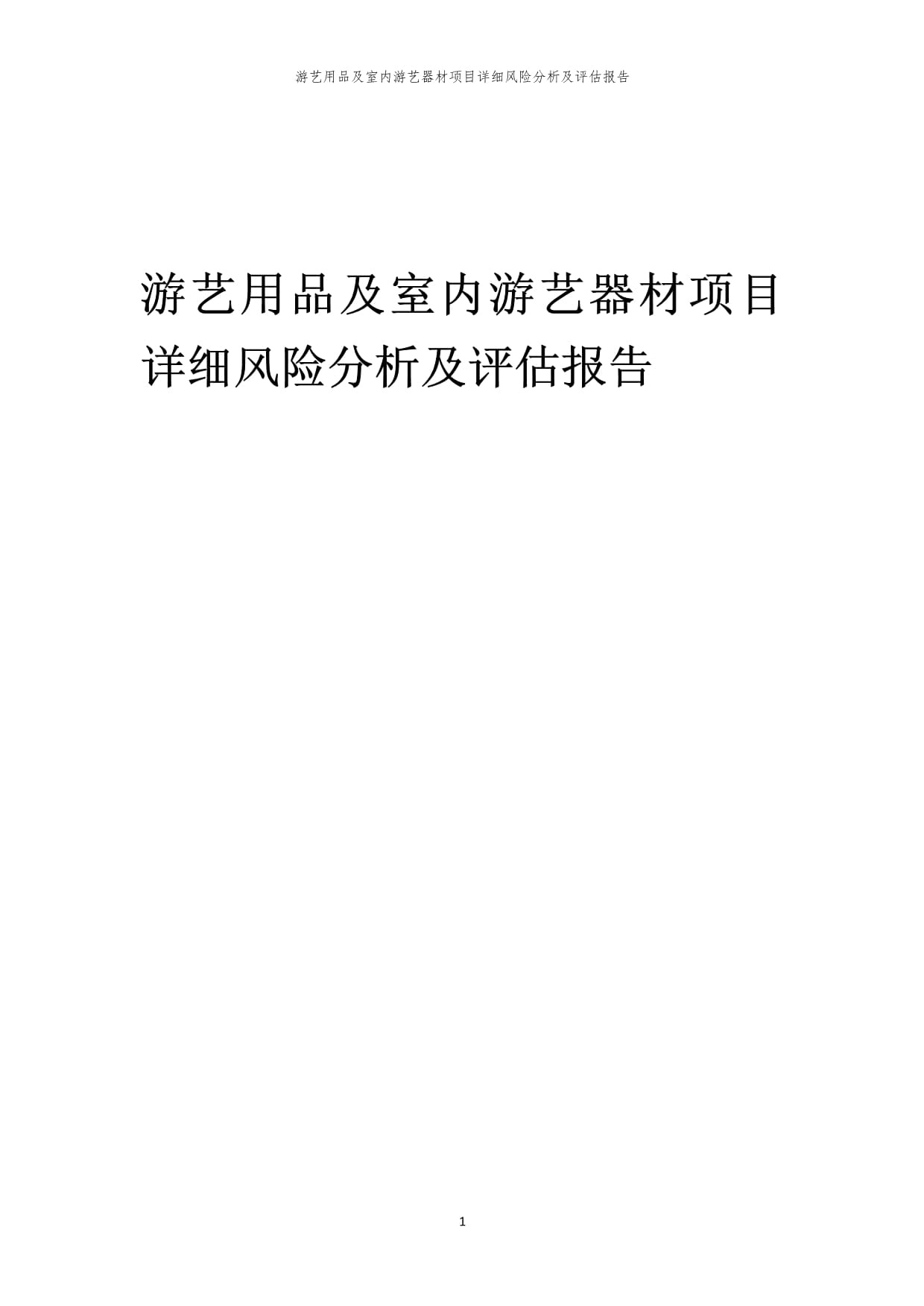 游藝用品及室內游藝器材項目風險識別與評估綜合報告